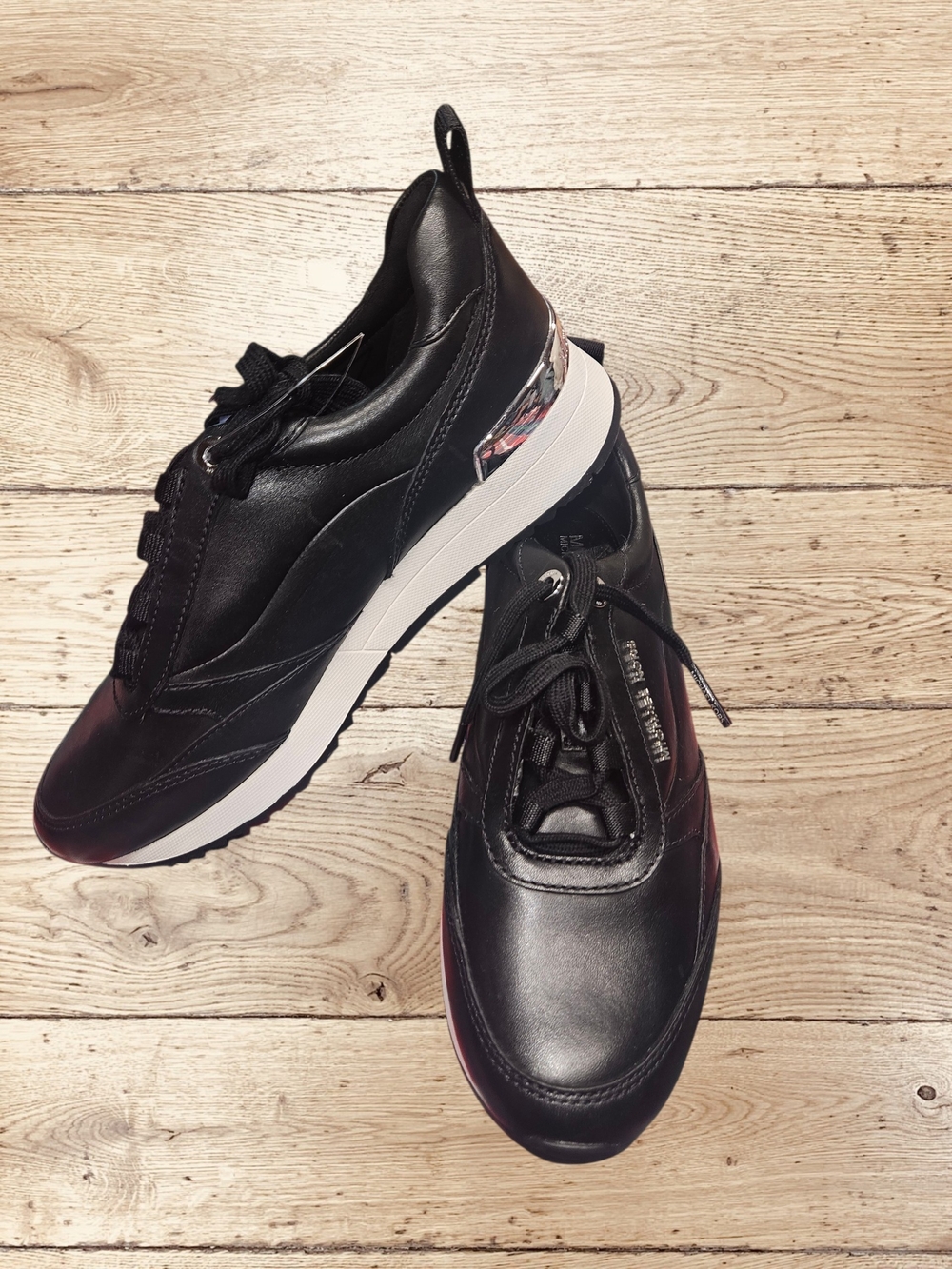 Women's Black Leather Athletic Sneakers - Casual Comfort